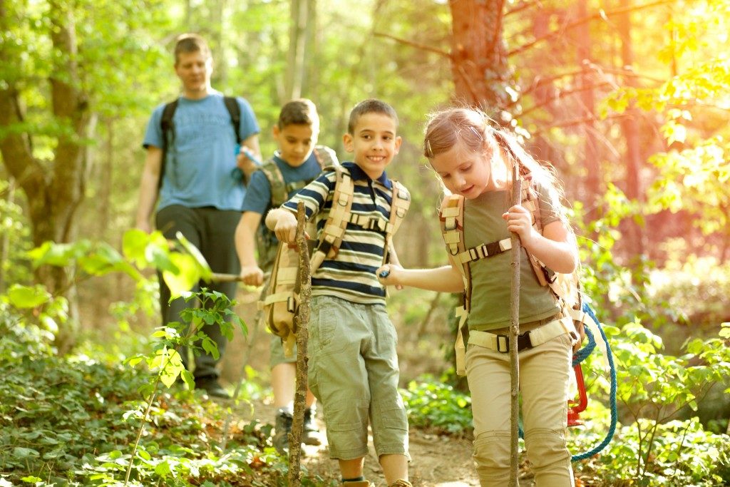 kids trekking during summer camp